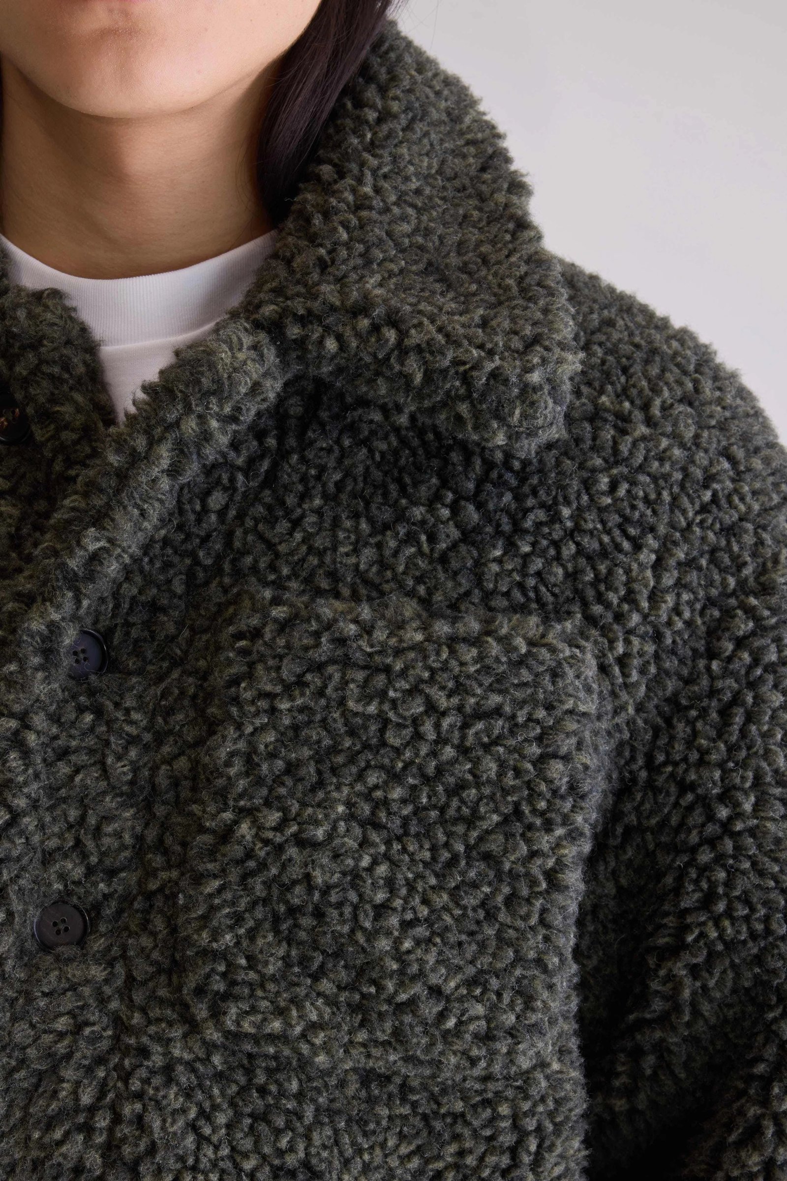 Jezzo teddy jacket (252 / M / DARK OLIVE) - Image 6