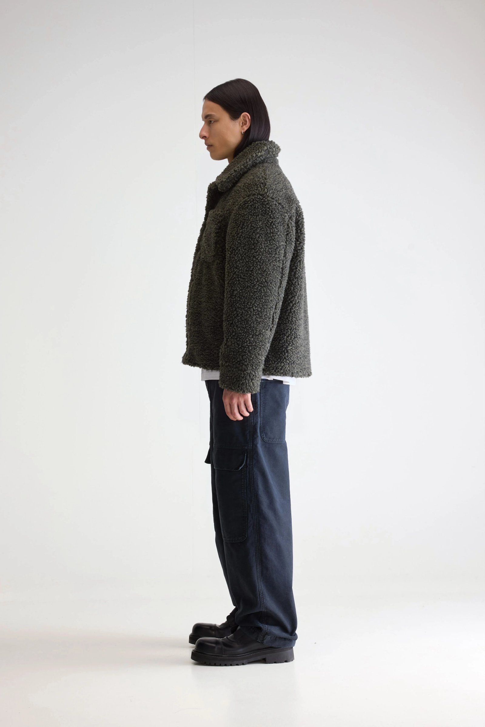 Jezzo teddy jacket (252 / M / DARK OLIVE) - Image 5