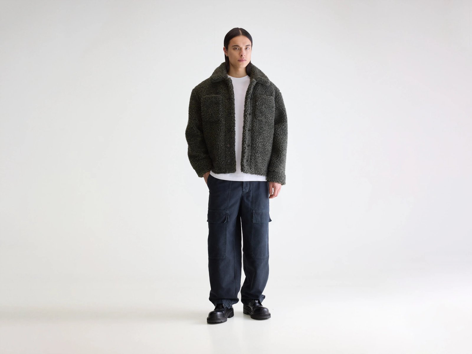 Jezzo teddy jacket (252 / M / DARK OLIVE)