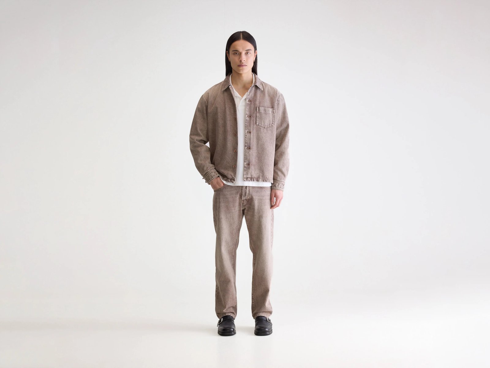 Goney denim overshirt (252 / M / BROWN SNOW)